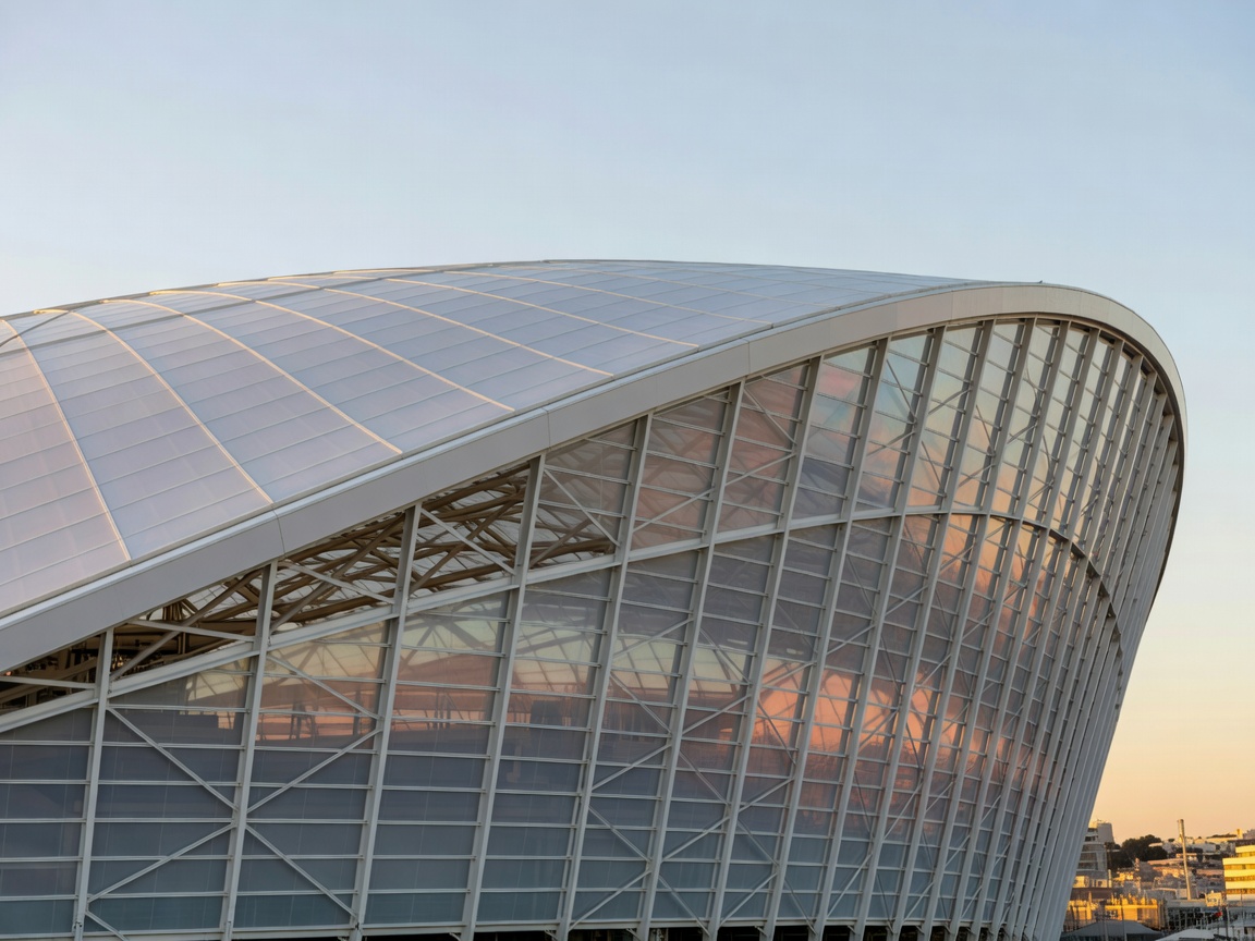 Orange Vélodrome Stadium curved roof architectural structure in Marseille
