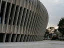 Parc des Princes iconic concrete ribbed exterior in Paris