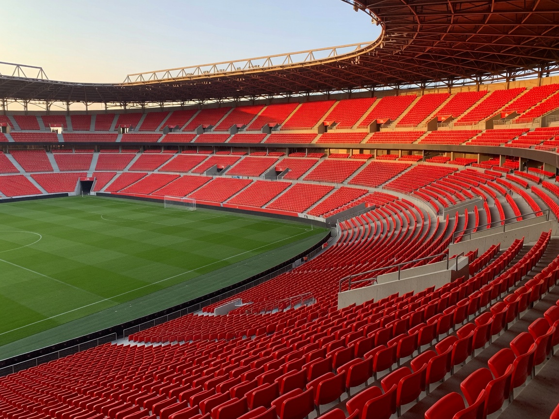 Roazhon Park stadium vibrant red seating in Rennes